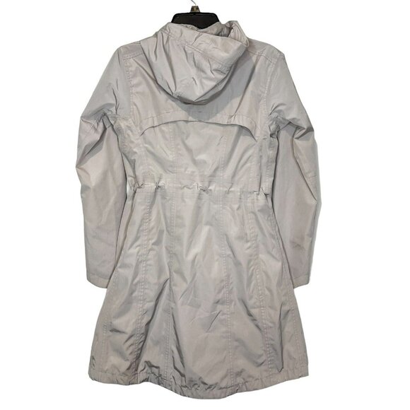 Athleta Hooded Rain Coat Lightweight Beige Longline Jacket ** Flaw ** Size XS - Picture 2 of 13